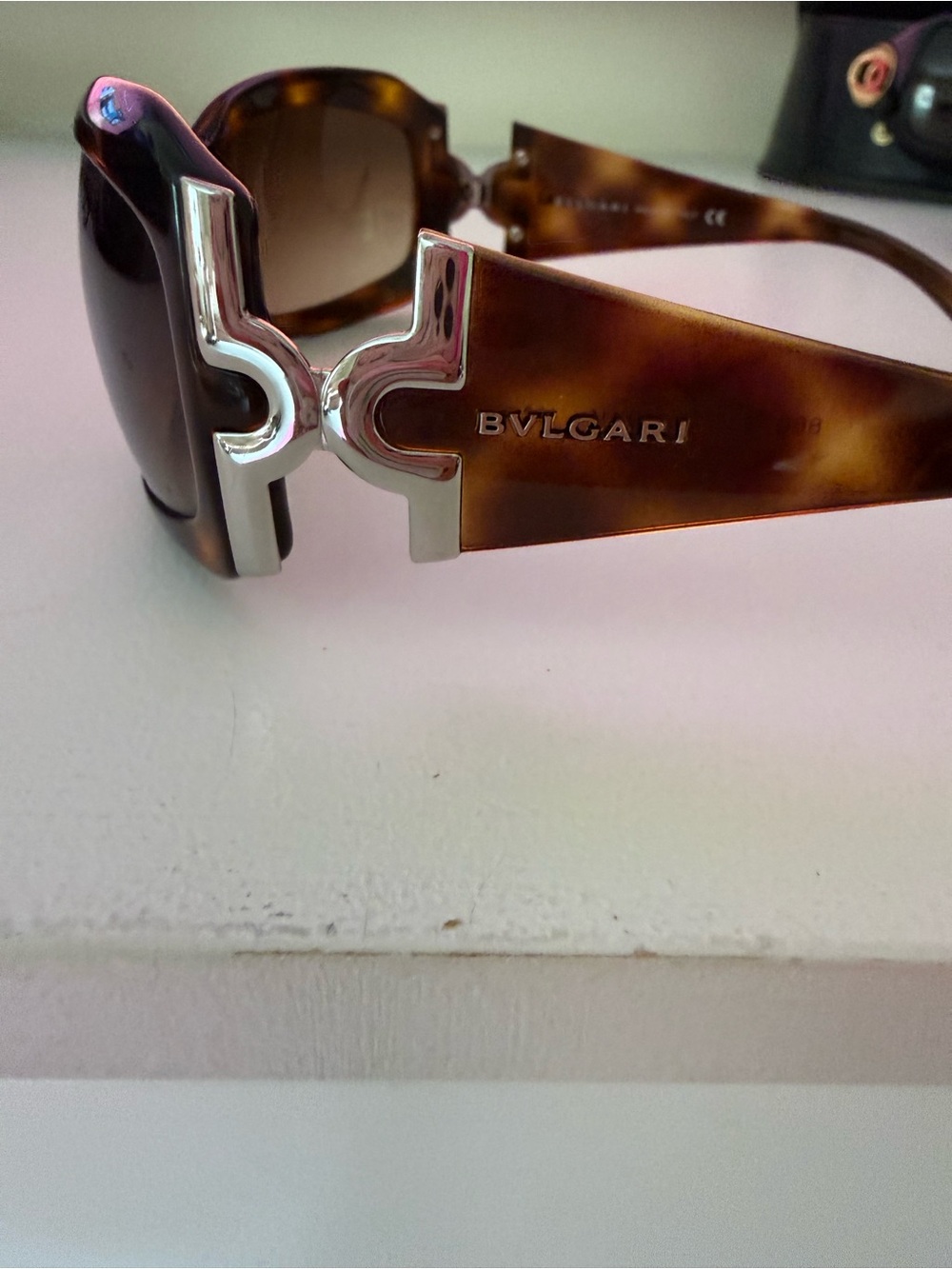 Bulgari Tortoiseshell Brown Sunglasses with Silver Hardware - Picture 3 of 5